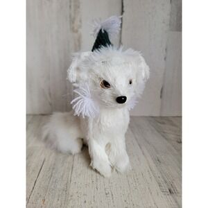 Unique white artic fox winter hat Bristle brush Xmas home decor